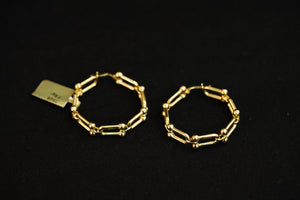 14k Rectangle Dots Hoops