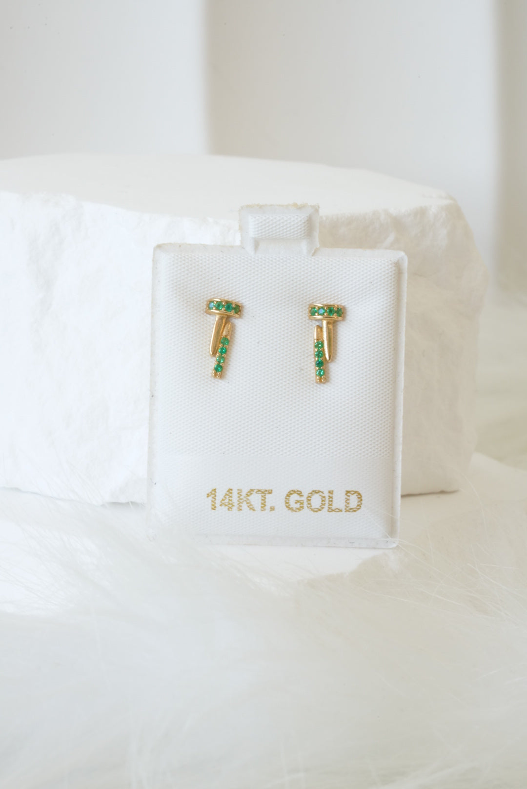 14k Earrings - Golden Green