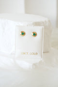 10k Earrings - Green Dot