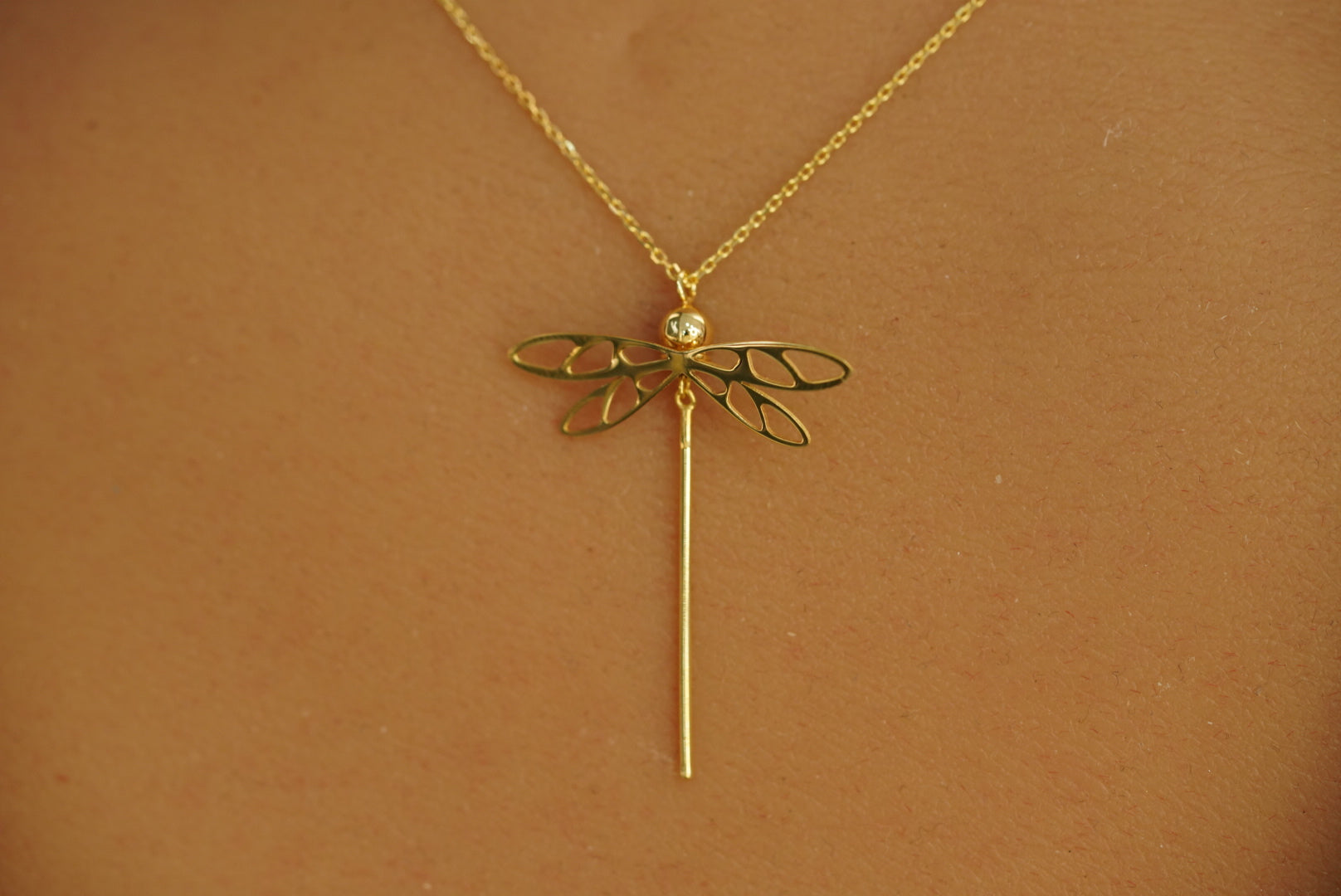 14k Dragonfly Necklace