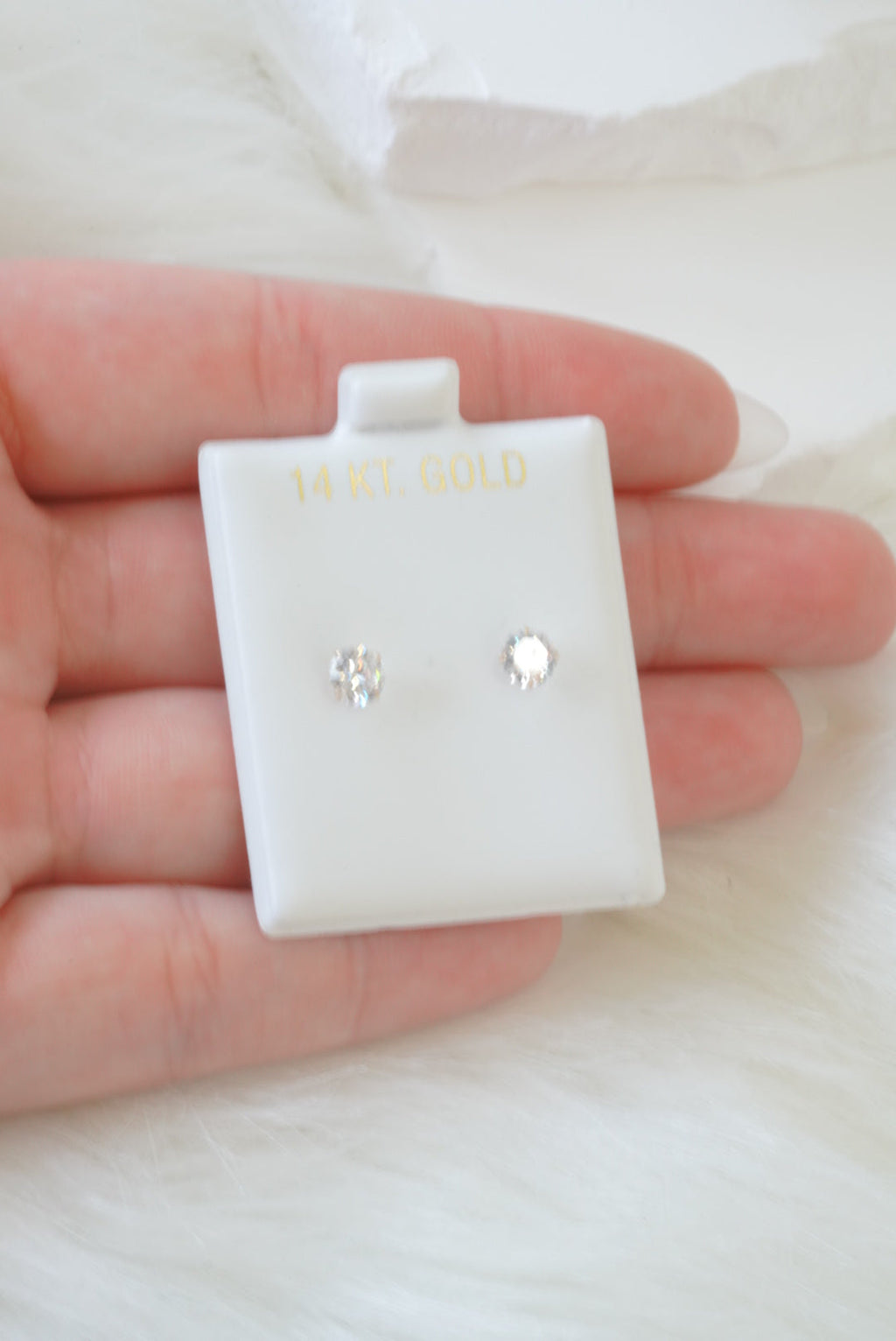 14k Baby Earrings - Round Stone