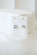 14k Earrings - Round Stone