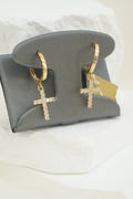 14k Hoops - Crystal Cross