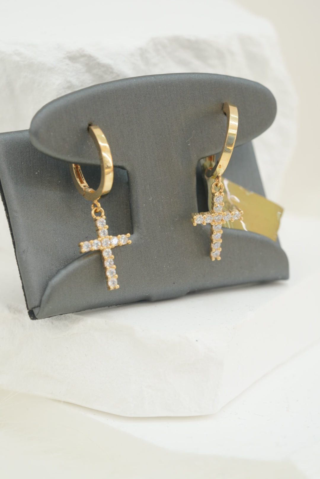 14k Hoops - Crystal Cross