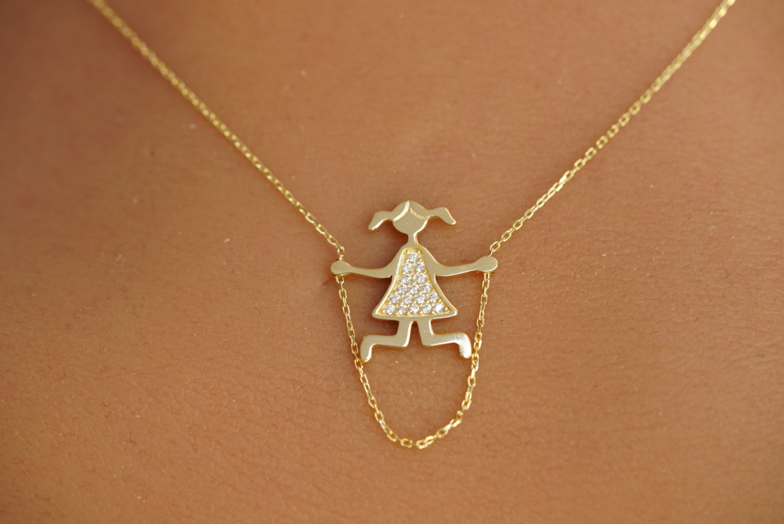 14k Jumping Girl Necklace