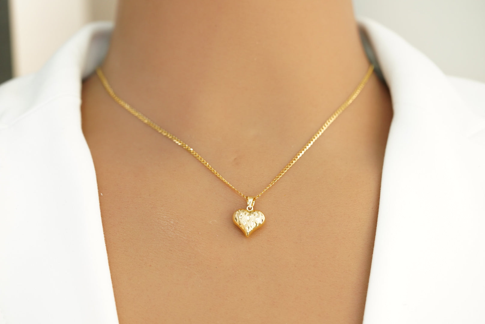 18k Chain with Heart Pendant and Earrings Set