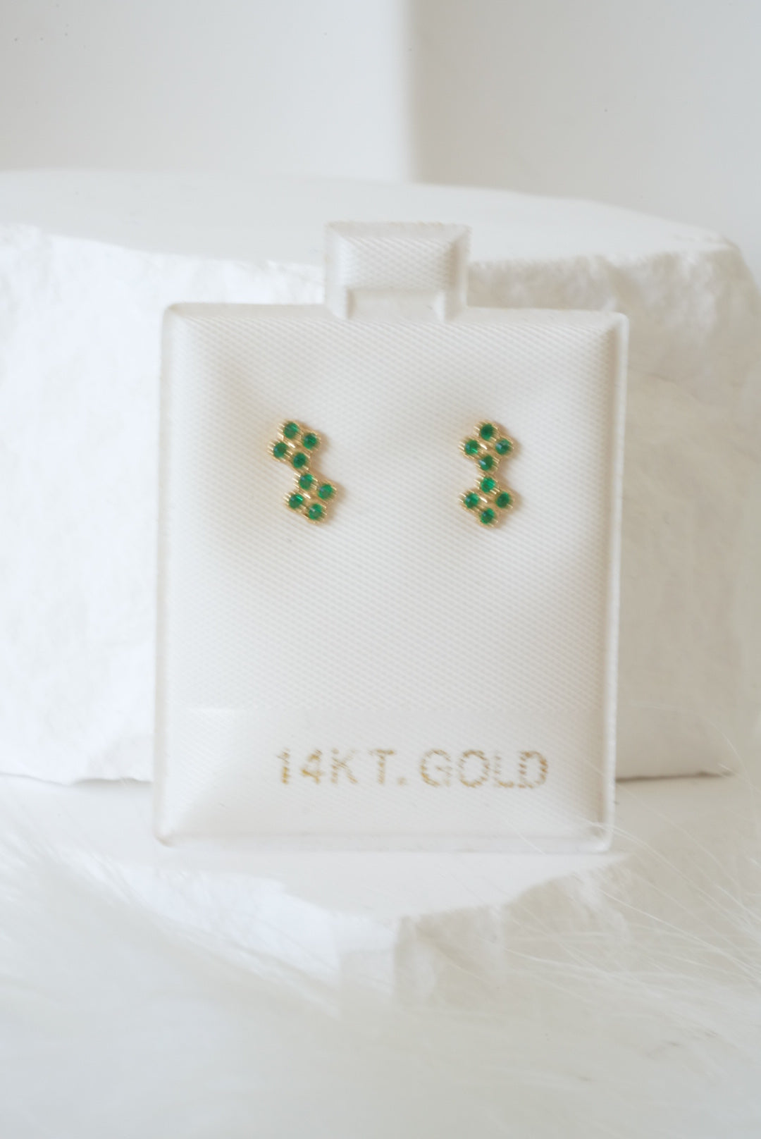 14k Earrings - Green Stones