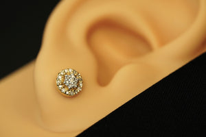 14k Diamond Circle Earring