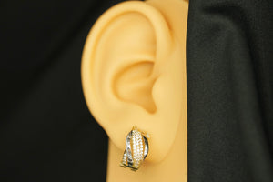 14k Two Gold Crystal Mini Hoops