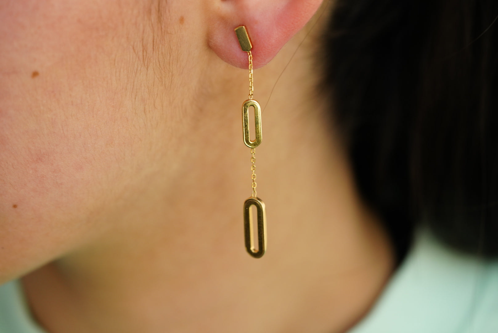 14k Long Circles Earrings