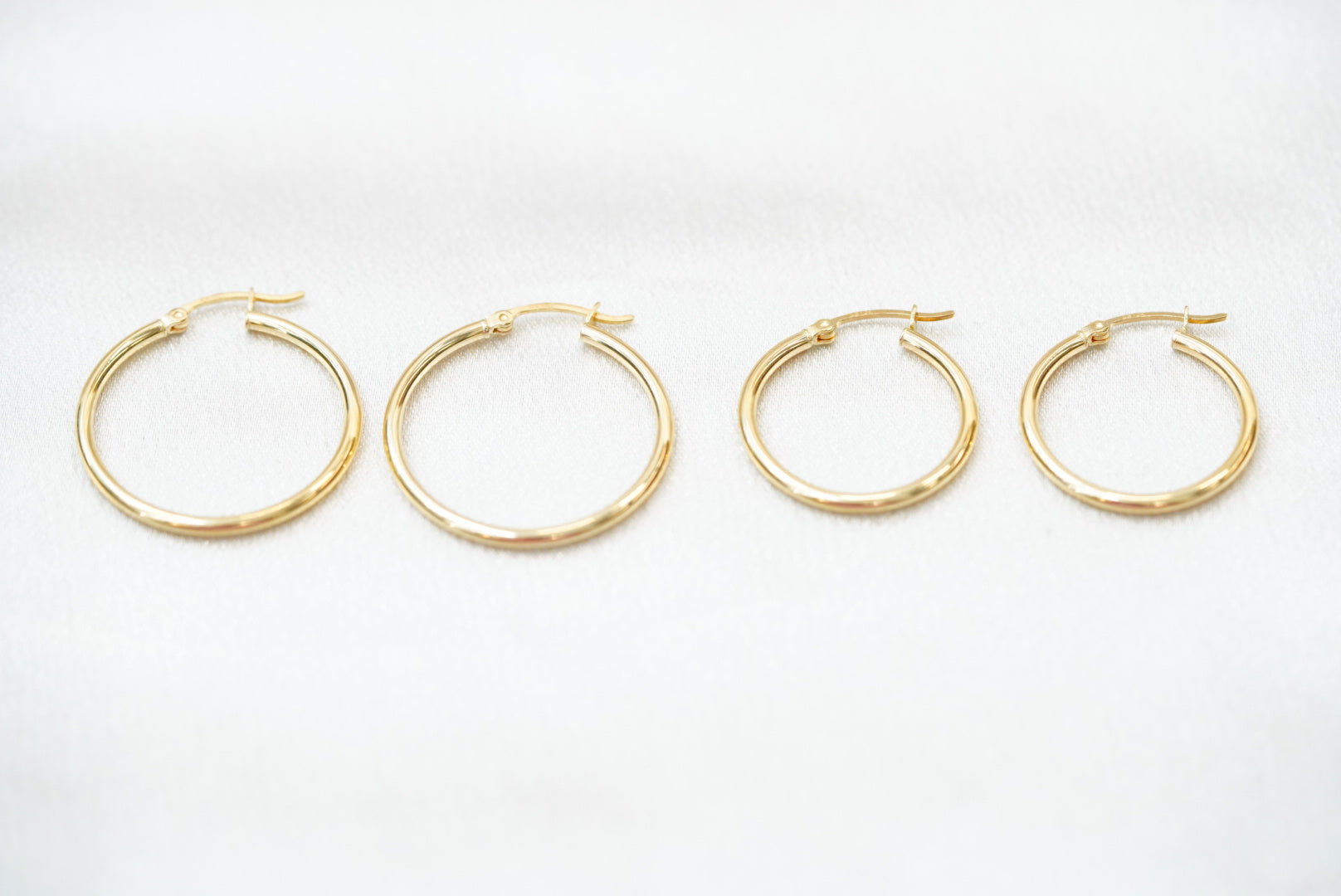 10k Thin Plain Hoops - Delicate & Timeless