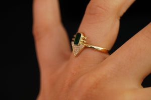 14k Green Crystal Triangle Ring