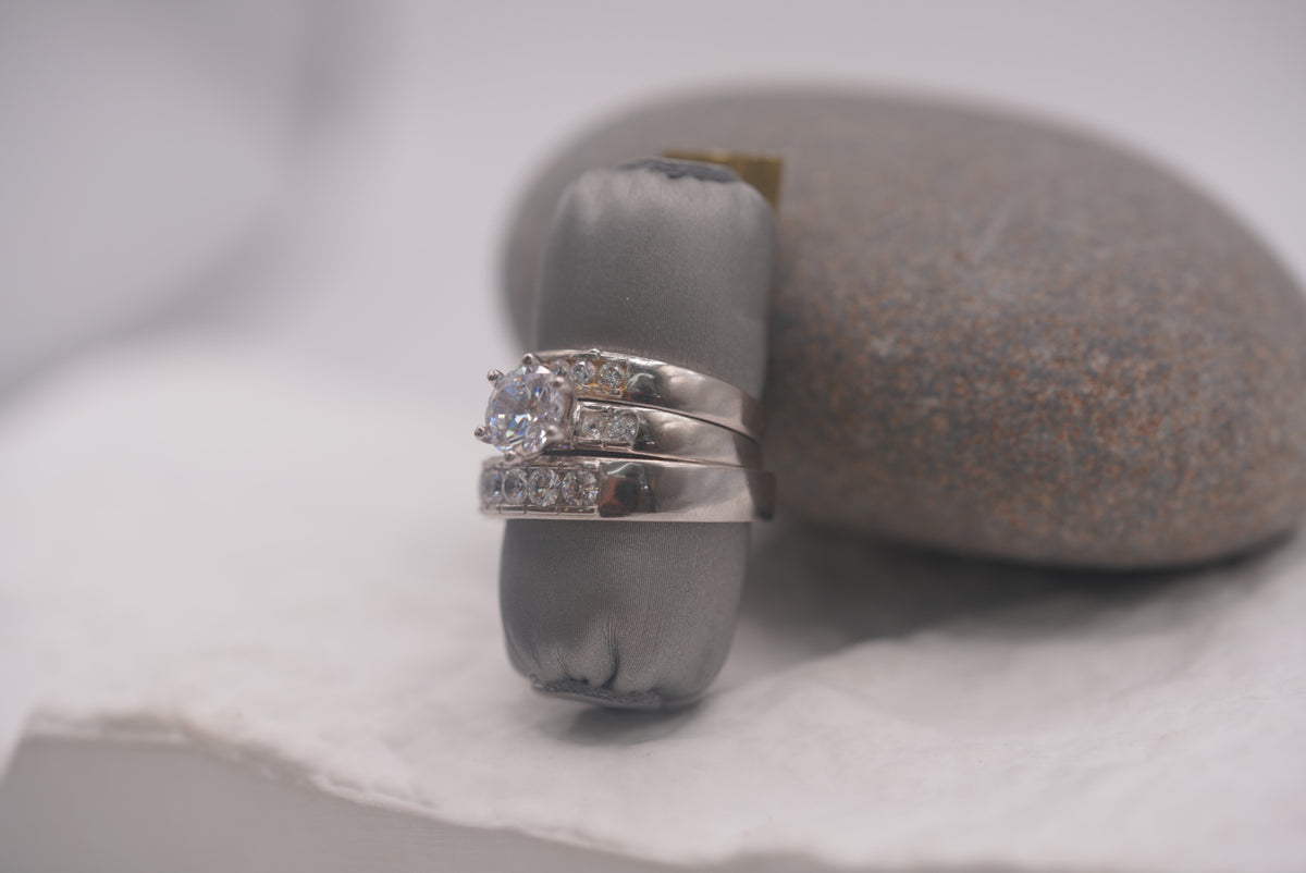 14k Matrimony Rings - White Gold