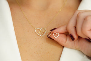 14k Heart Necklace and FREE Earring