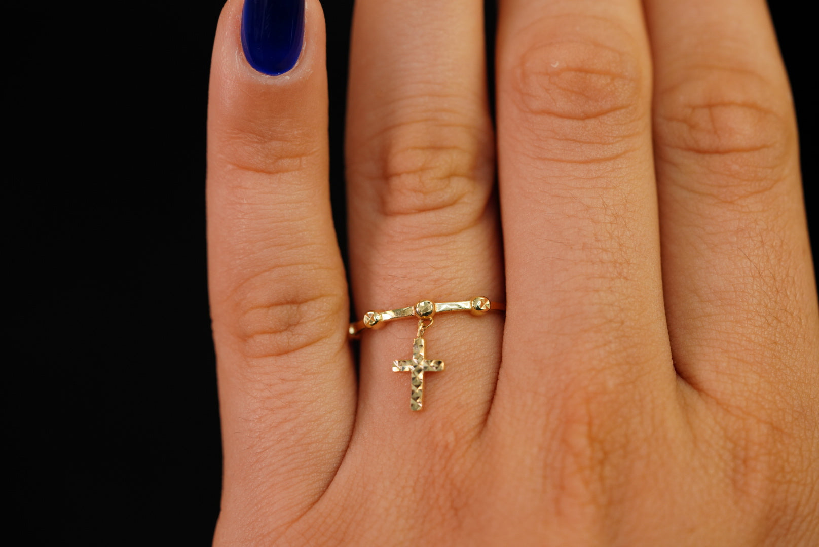 14k Pendant Cross Ring