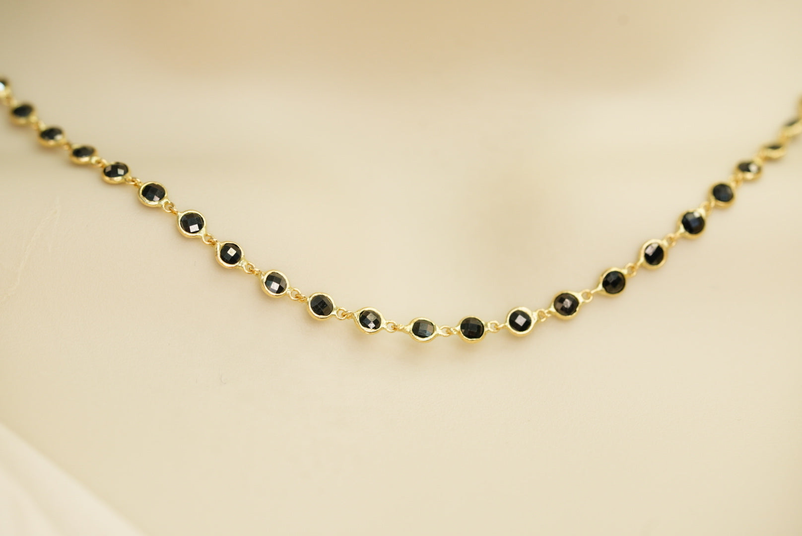 14k Black Stones Necklace