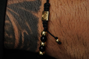 14k Panther Crystals Leather Bracelet