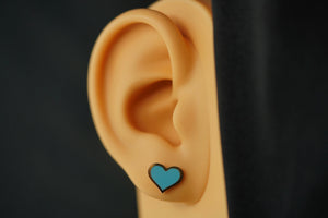 14k Blue Heart Stud Earring