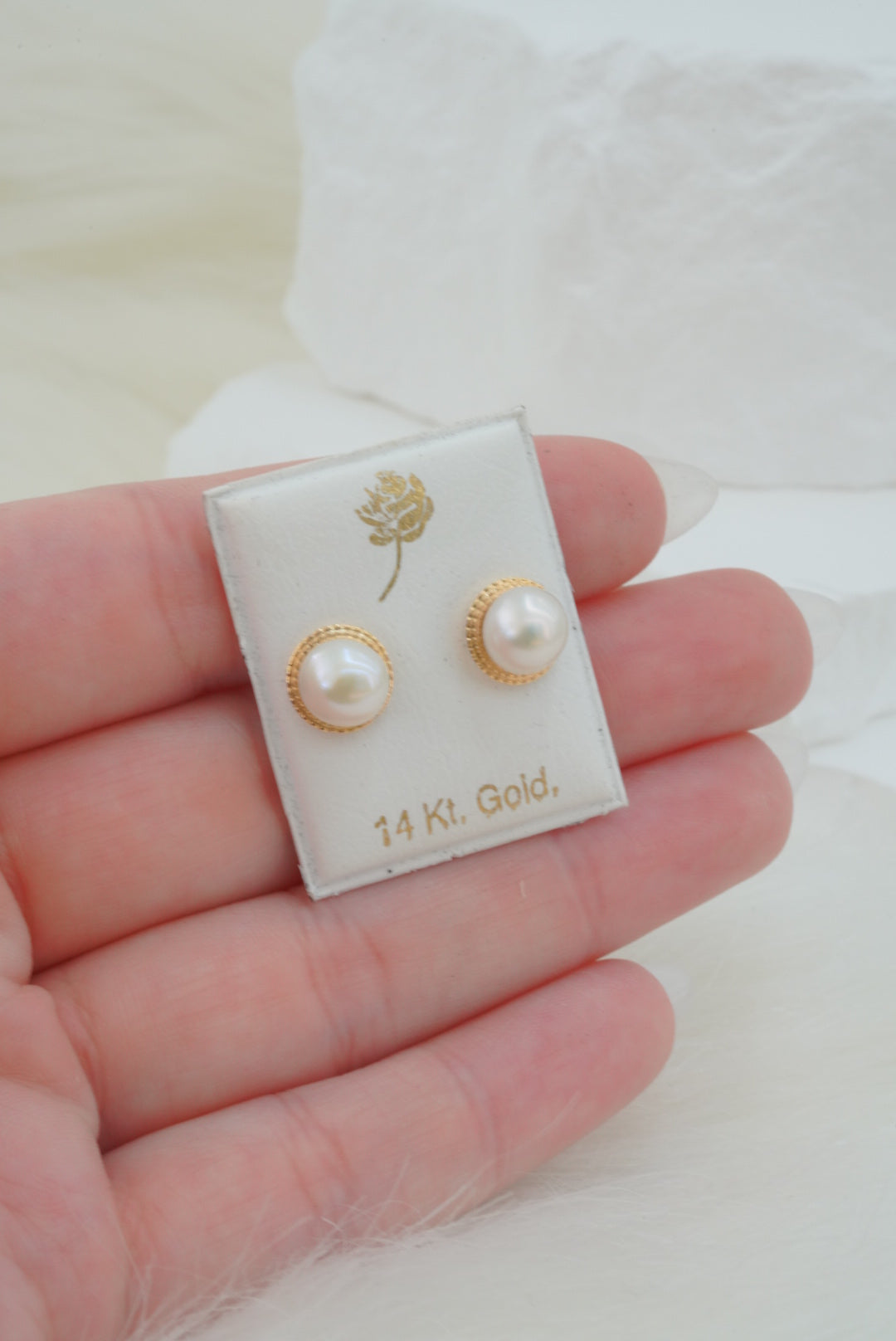 14k Baby Earrings - Big Pearls
