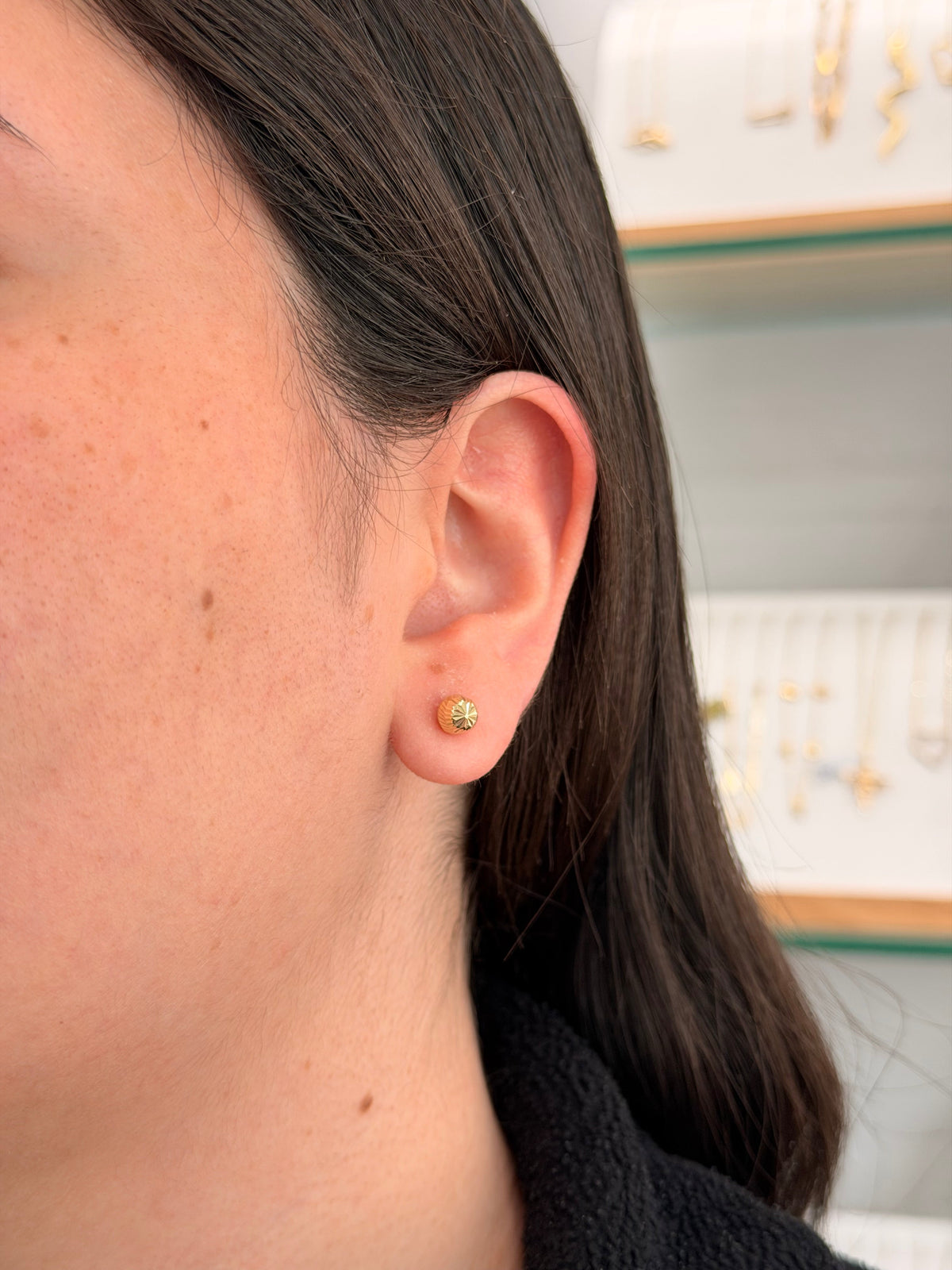 14k Earrings - Textured Spheres