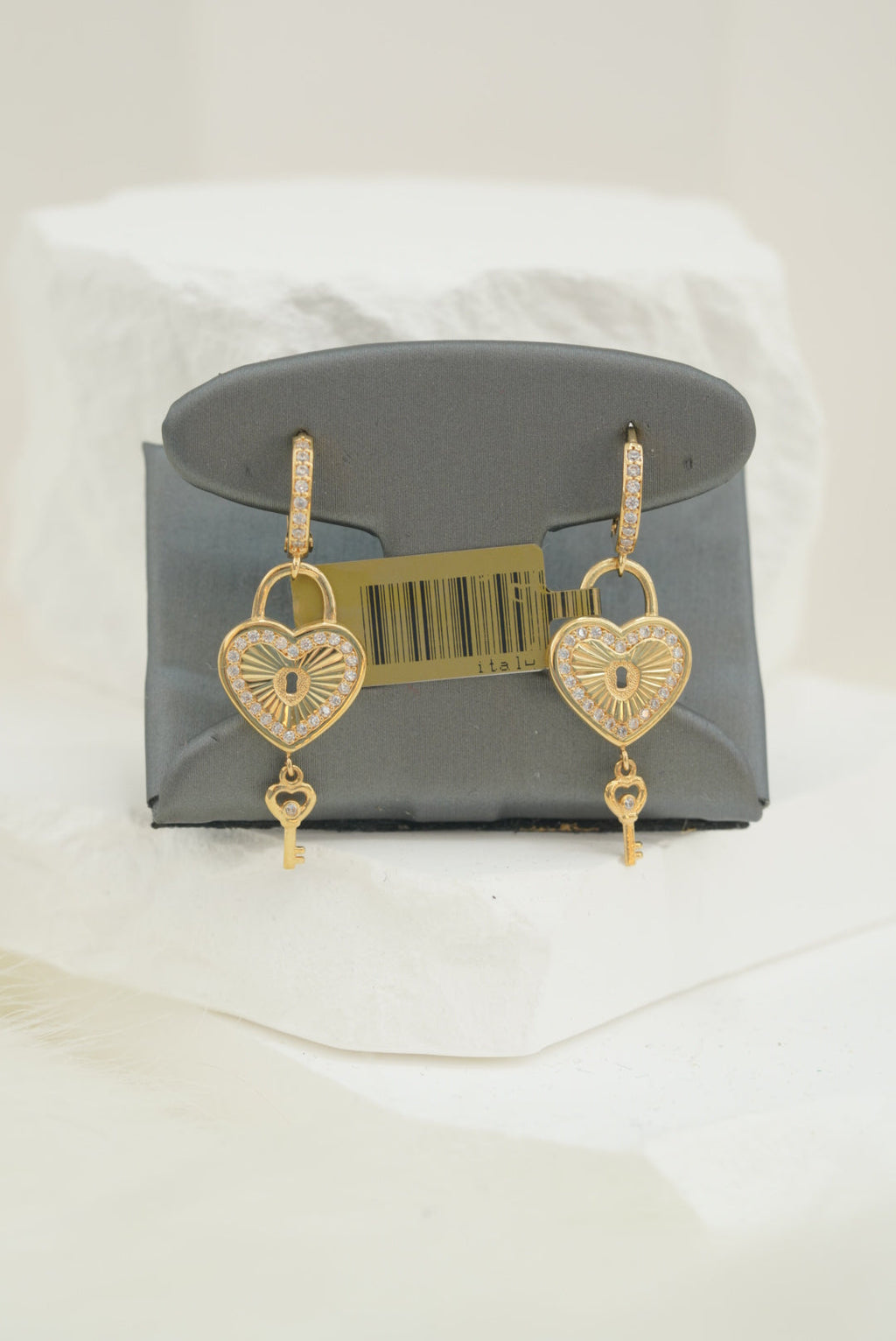 14k Hoops - Heart Keys