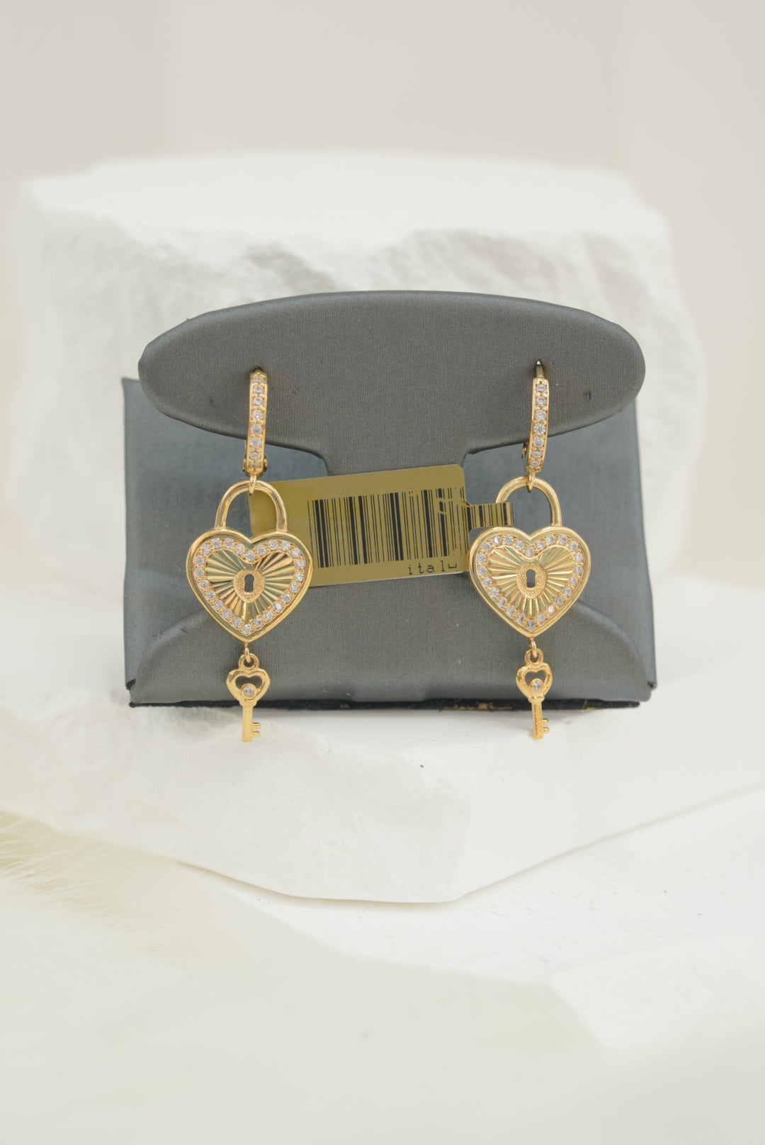 14k Hoops - Heart Keys