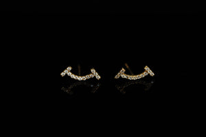 14k Smile Crystals Stud Earrings