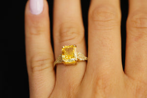 14k Yellow Square Diamond Ring