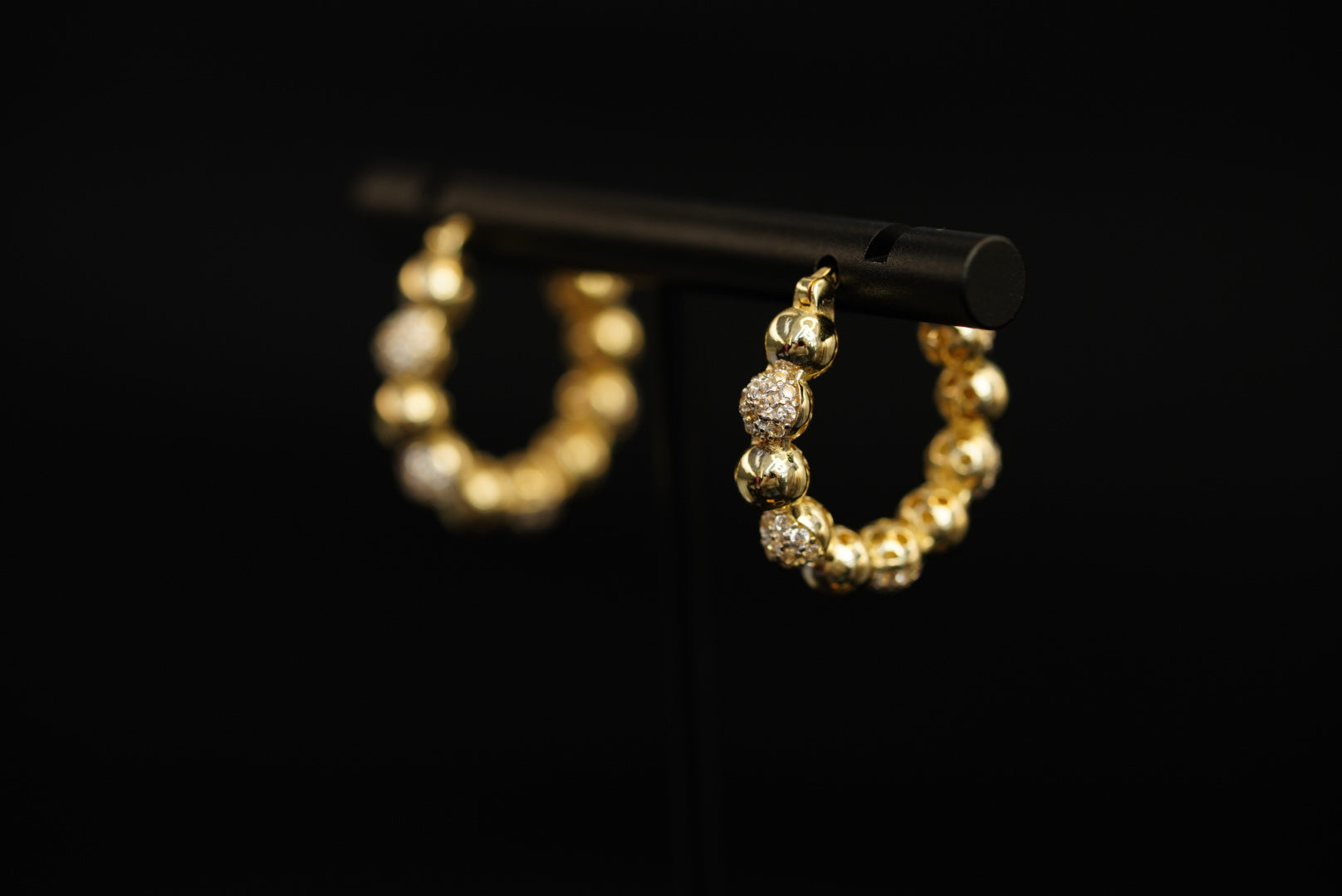 14k Balls Crystal Hoops