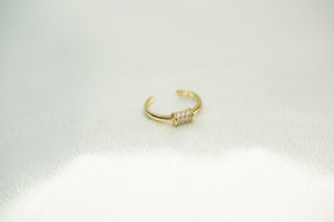 14k Open Cuff Crystal Band Ring