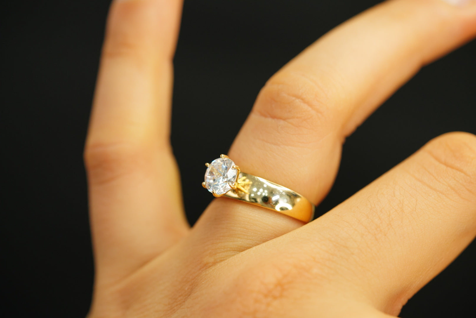 14k Plane Crystal Engagement Ring