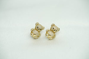 10k Crystal Bear Earring