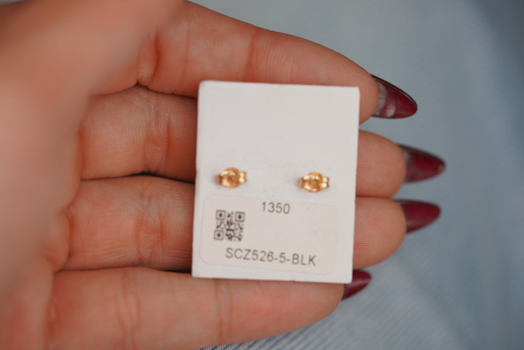 14k Earrings - Black Stone