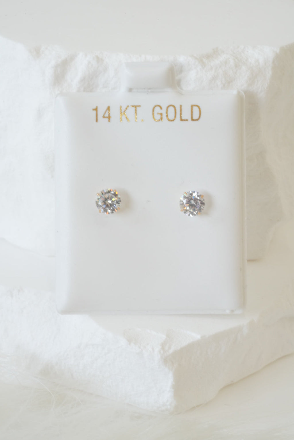 14k Baby Earrings - Round Stone