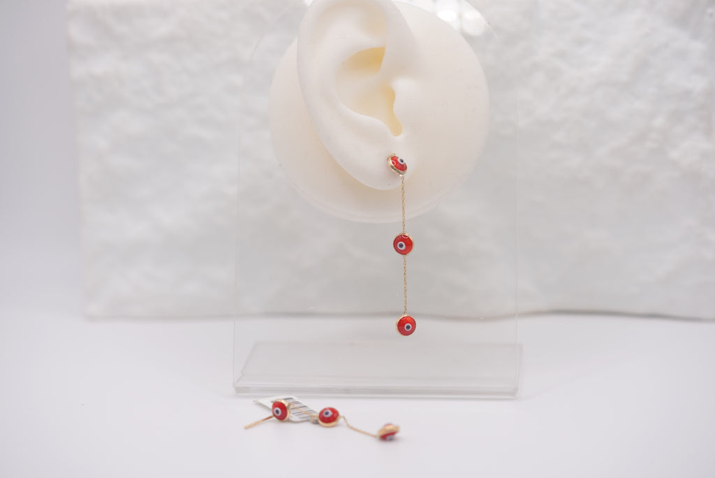 10k Gold Earrings - Lucky Red Eyes