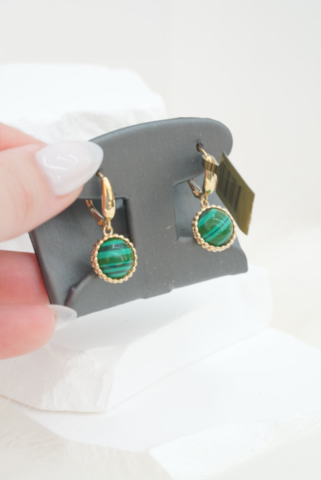 14k Hoops - Green Sphere