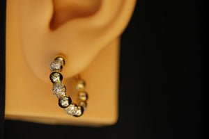 14k Balls Crystal Hoops