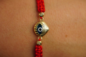 14k Eye with Red Adjustable Bracelet