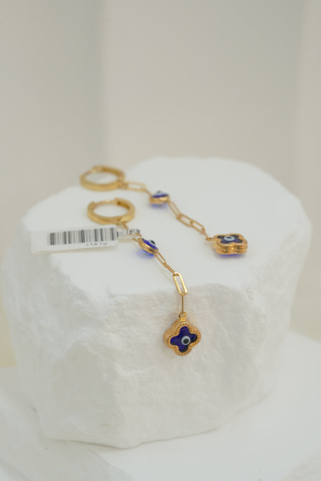 10k Earrings - Evil Eye Blue Flower