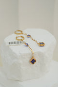 10k Earrings - Evil Eye Blue Flower