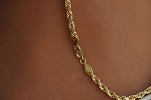 14k A Card Pendant with Rope Chain