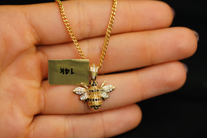 14k Crystal Bee Pendant New