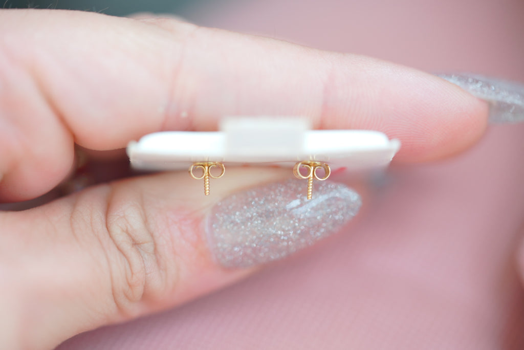 14k Earrings - Heart Rows