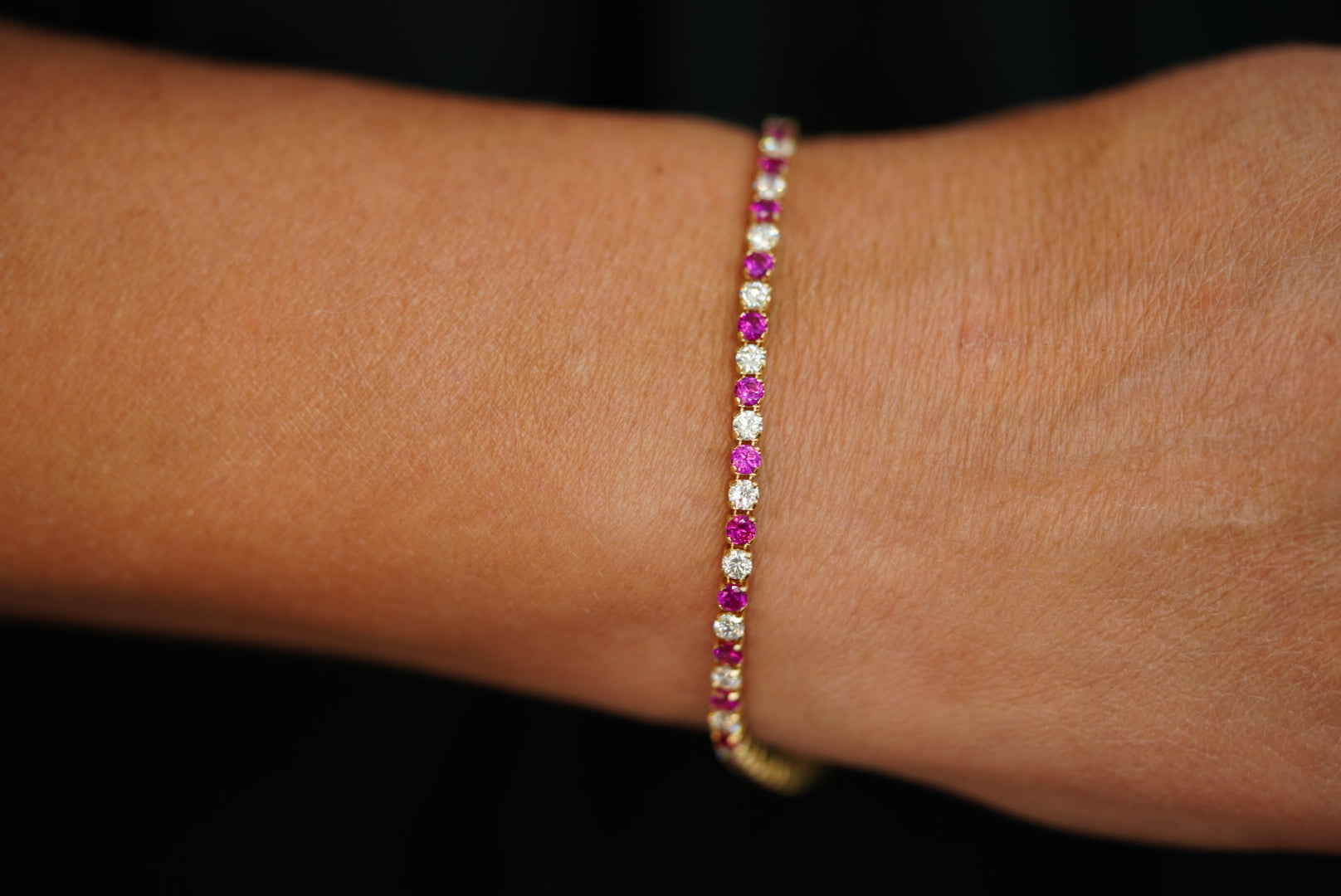 14k Blue or Pink Crystal Bracelet