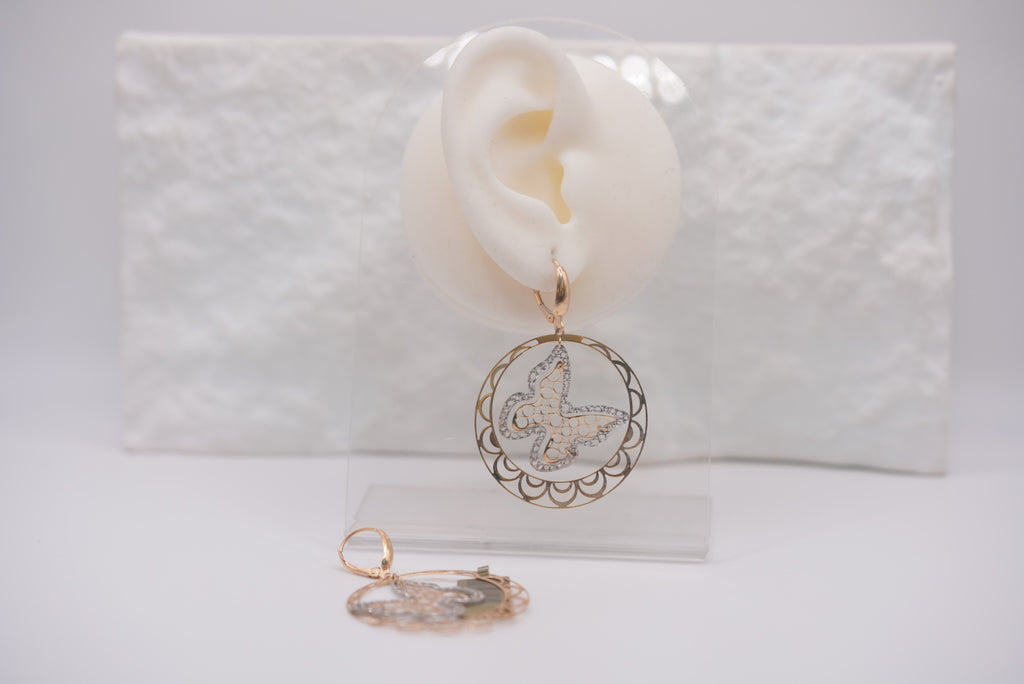 14k Hoop Earrings - Big Butterfly