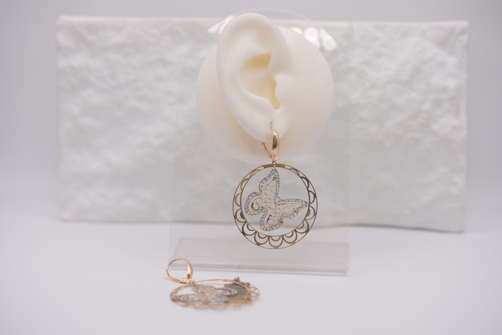 14k Hoop Earrings - Big Butterfly