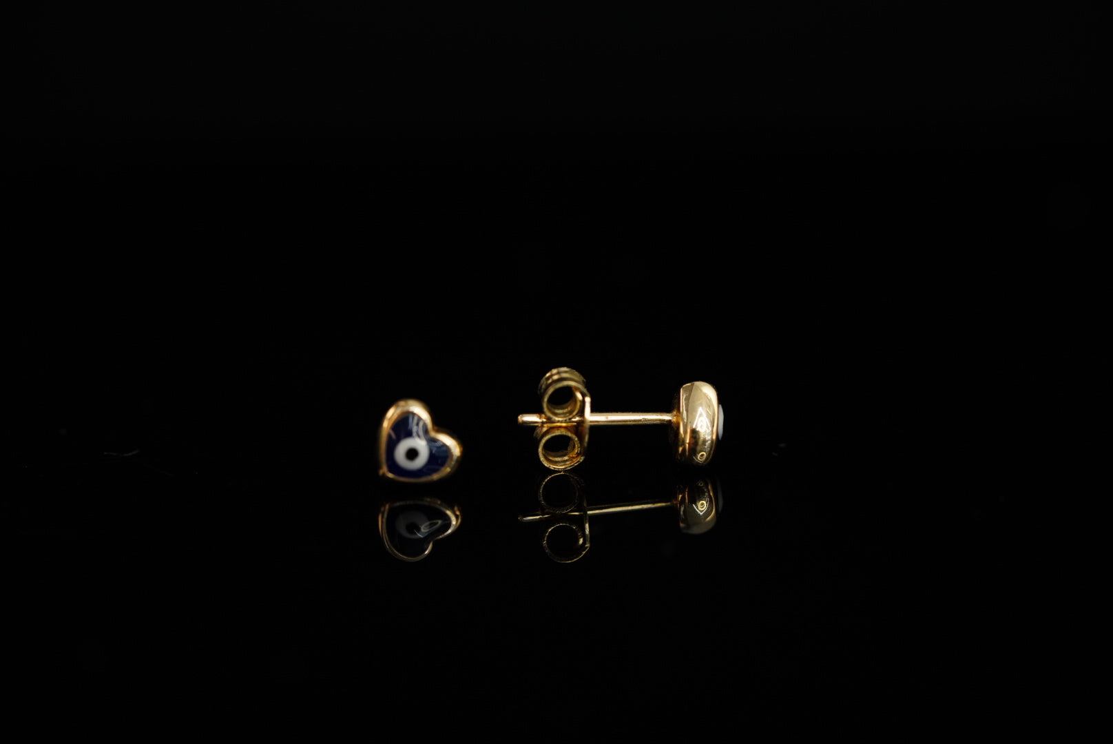 14k Heart Eye Stud Earrings