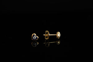 14k Heart Eye Stud Earrings