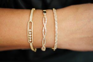 14k Crystallized Line Bangle Bracelet