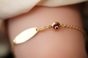 14k ID Bracelet with Two Eye